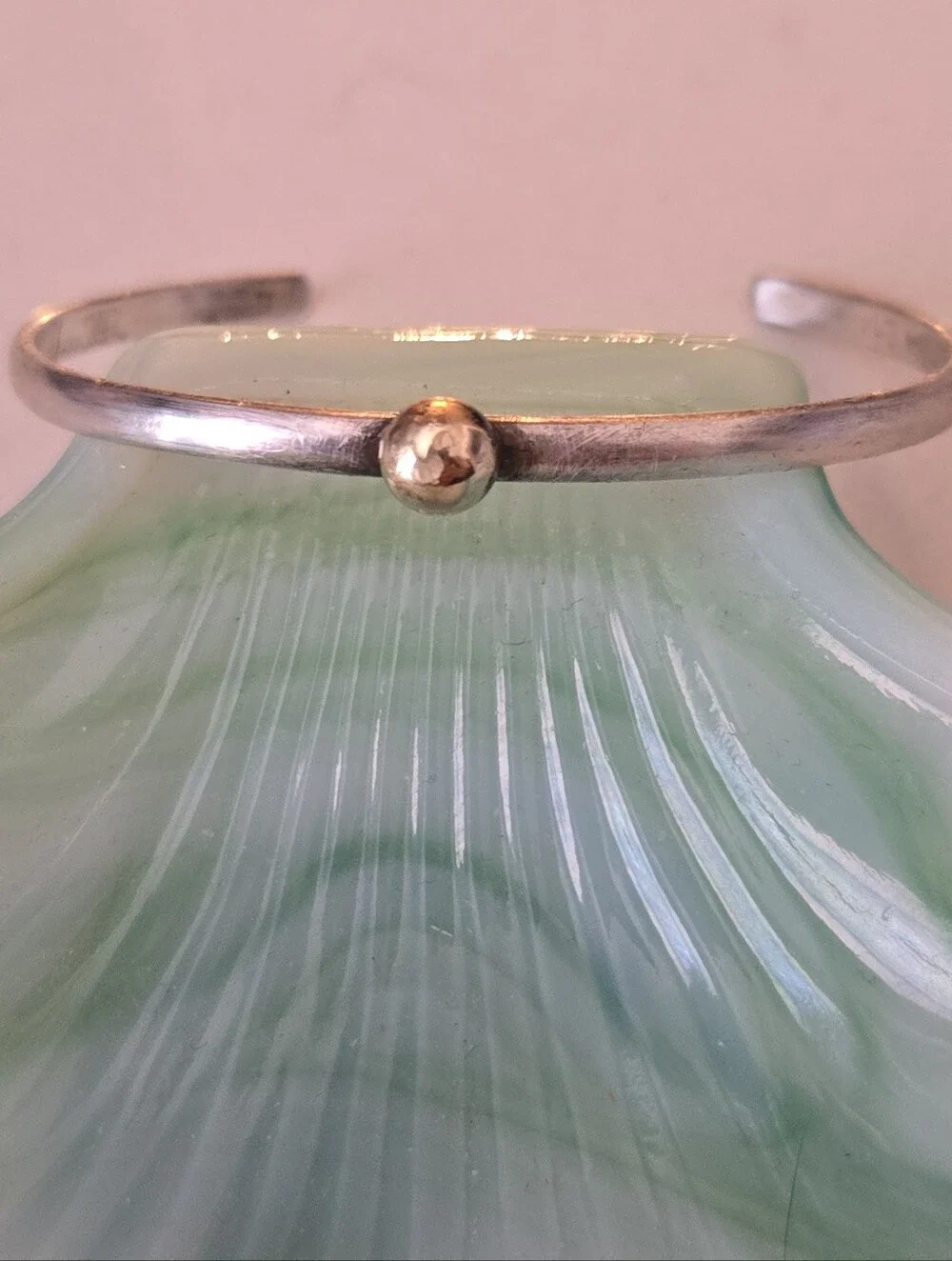 Cape Cod Style Bracelet. Sterling Silver W Gold Ball.